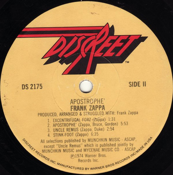 Frank Zappa - Apostrophe (') | Discreet (DS 2175) - 4 Frank Zappa - Apostrophe (') | Discreet (DS 2175) - 4