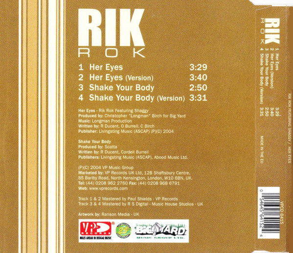 Rik Rok Featuring Shaggy - Her Eyes | VP Records (VPCD 6415) - 2 Rik Rok Featuring Shaggy - Her Eyes | VP Records (VPCD 6415) - 2