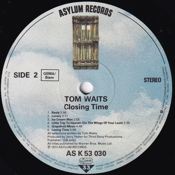 Tom Waits - Closing Time | Asylum Records (AS 53 030)