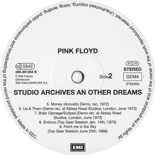 Pink Floyd - Studio Archives And Other Dreams | EMI (065-801254) - 4