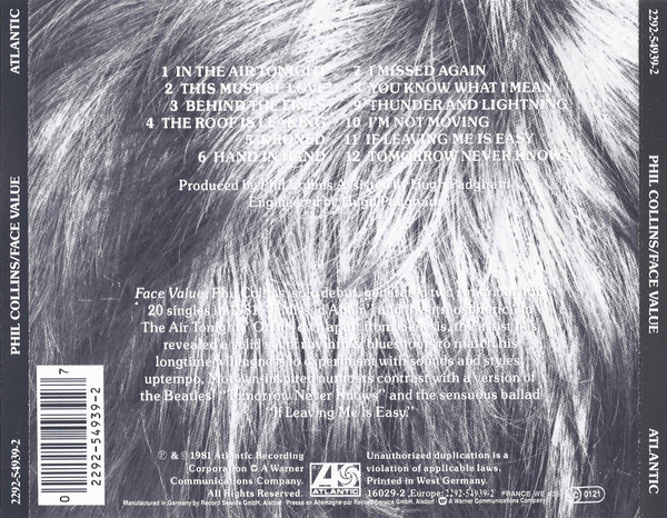 Phil Collins - Face Value [CD] | Atlantic (2292-54939-2) - 3