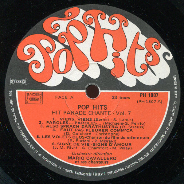 Mario Cavallero Et Son Orchestre - Hit Parade Chante - Pop Hits - Vol. 7 | Pop Hits (PH 1807) - 2