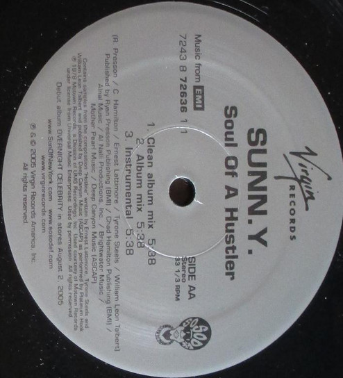 SunN.Y. - Introduction/ Soul Of A Hustler | Virgin (7243 8 72636 1 1) - 3