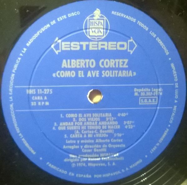 Alberto Cortez - Como El Ave Solitaria | Hispavox (HHS-11-275) - 3