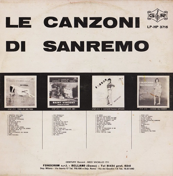 Various - Sanremo Festival · 1968 | GR (LP-HP 3716) - 2 Various - Sanremo Festival · 1968 | GR (LP-HP 3716) - 2