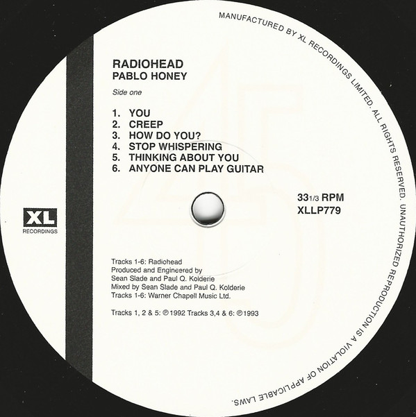 Radiohead - Pablo Honey | XL Recordings (XLLP779) - 3 Radiohead - Pablo Honey | XL Recordings (XLLP779) - 3