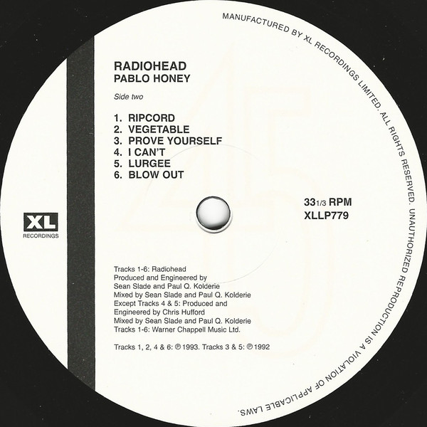 Radiohead - Pablo Honey | XL Recordings (XLLP779) - 4 Radiohead - Pablo Honey | XL Recordings (XLLP779) - 4
