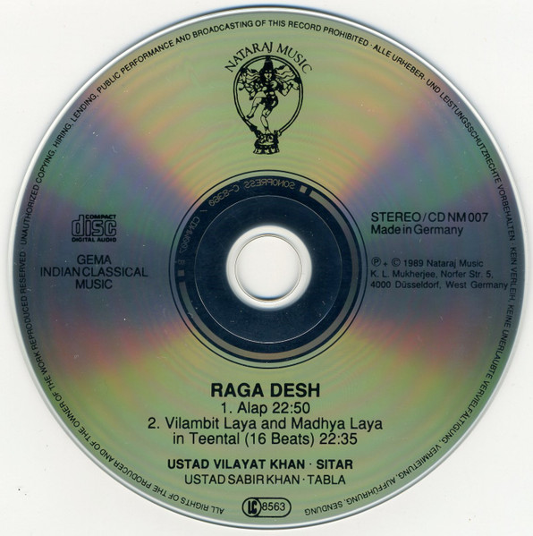 Vilayat Khan , Sabir Khan - The Sitar - Raga Desh - Evening Raga | Nataraj Music (CD NM 007) - 3