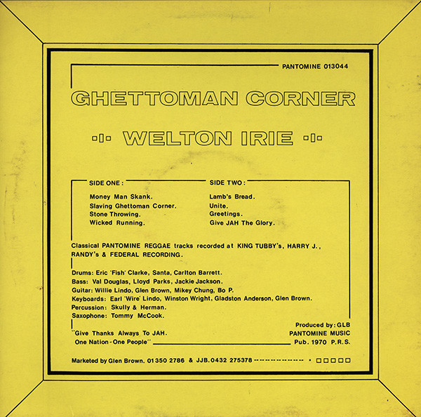 Welton Irie - Ghetto Man Corner | Pantomine (013044) - 2