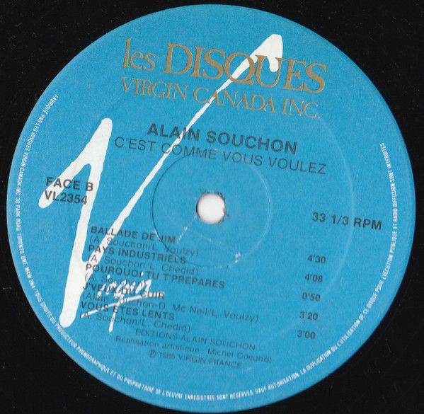 Alain Souchon - C'Est Comme Vous Voulez. | Virgin (VL2354) - 4