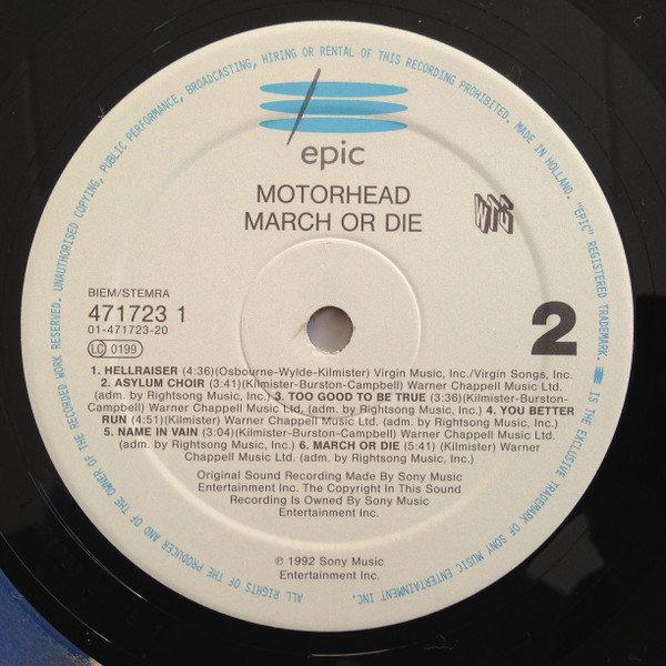 Motörhead - March Ör Die | Epic (471723 1) - 4 Motörhead - March Ör Die | Epic (471723 1) - 4
