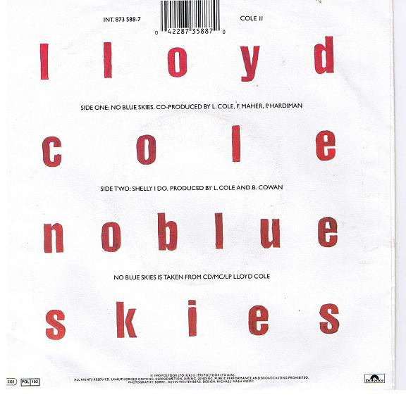 Lloyd Cole - No Blue Skies | Polydor (873 588-7) - 2