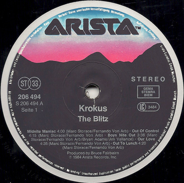 Krokus - The Blitz | Arista (206 494) - 3