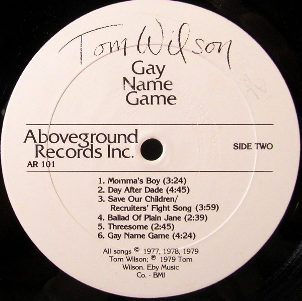 Tom Wilson Weinberg - Gay Name Game | Aboveground Records (AR 101) - 4