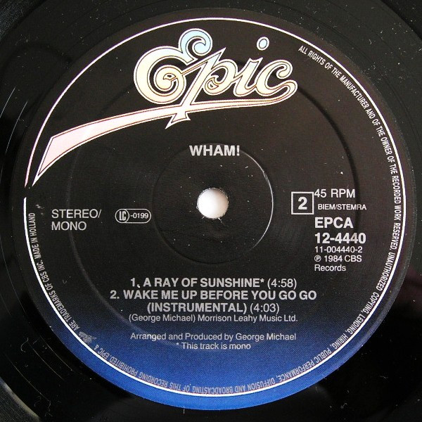 Wham! - Wake Me Up Before You Go-Go | Epic (EPCA 12.4440) - 4