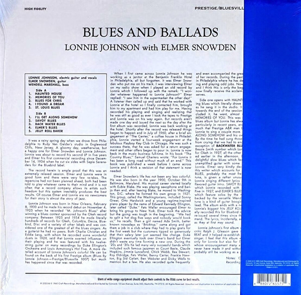 Lonnie Johnson With Elmer Snowden - Blues & Ballads | Prestige Bluesville (CR00838) - 2 Lonnie Johnson With Elmer Snowden - Blues & Ballads | Prestige Bluesville (CR00838) - 2