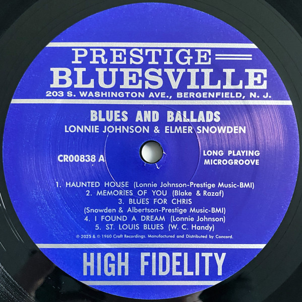 Lonnie Johnson With Elmer Snowden - Blues & Ballads | Prestige Bluesville (CR00838) - 3 Lonnie Johnson With Elmer Snowden - Blues & Ballads | Prestige Bluesville (CR00838) - 3
