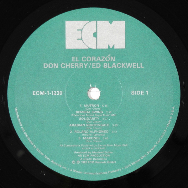 Don Cherry / Ed Blackwell - El Corazón | ECM Records (ECM 1-1230) - 3 Don Cherry / Ed Blackwell - El Corazón | ECM Records (ECM 1-1230) - 3