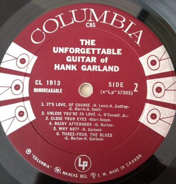 Hank Garland - The Unforgettable Guitar Of Hank Garland [Vinyl] | Columbia (CL 1913) - 2