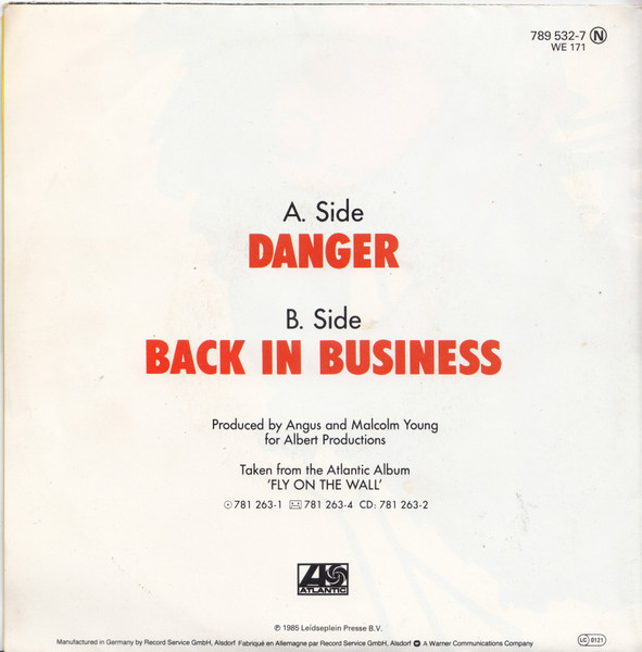 AC/DC - Danger | Atlantic (789 532-7) - 2