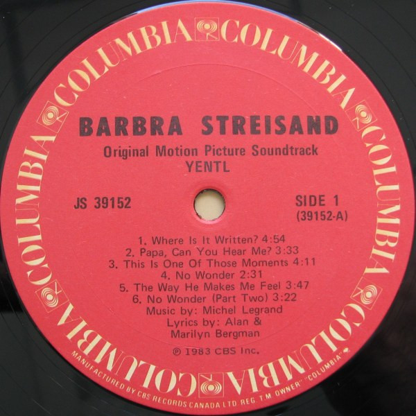 Barbra Streisand - Yentl (Original Motion Picture Soundtrack) [Vinyl] | Columbia (JS 39152) - 5