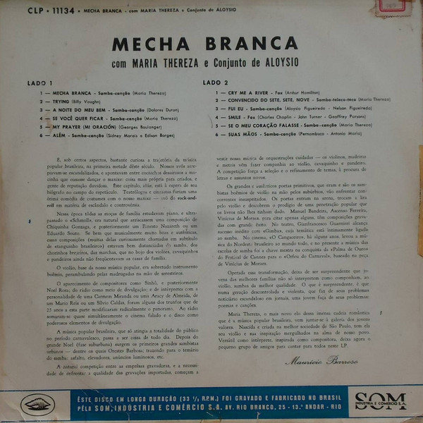Maria Thereza , Aloysio Figueiredo E Seu Conjunto - Mecha Branca | Copacabana (CLP-11.134) - 2 Maria Thereza , Aloysio Figueiredo E Seu Conjunto - Mecha Branca | Copacabana (CLP-11.134) - 2