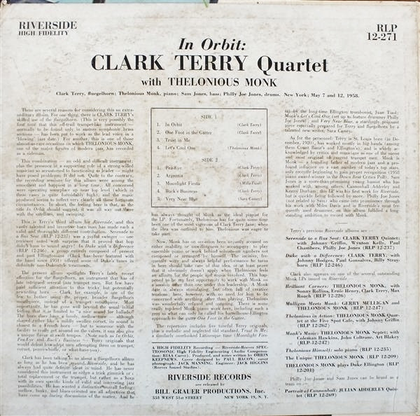 Clark Terry With Thelonious Monk - In Orbit | Riverside Records (RLP 12-271) - 2