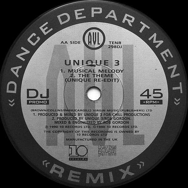 Unique 3 - Weight For The Bass | 10 Records (TENR 298 DJ) - 3 Unique 3 - Weight For The Bass | 10 Records (TENR 298 DJ) - 3