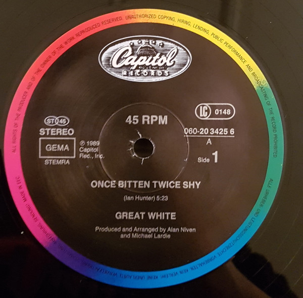 Great White - Once Bitten Twice Shy | Capitol Records (20 3425 6) - 3 Great White - Once Bitten Twice Shy | Capitol Records (20 3425 6) - 3
