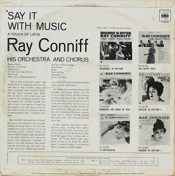 Ray Conniff And His Orchestra & Chorus - Say It With Music (A Touch Of Latin) | CBS (S 62.046) - 2