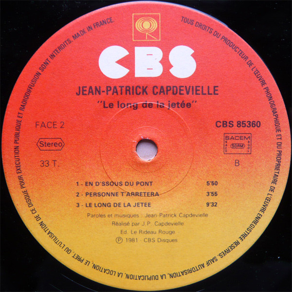 Jean-Patrick Capdevielle - Le Long De La Jetée | CBS (CBS 85360) - 4