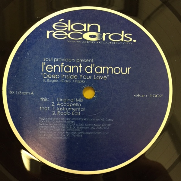 Soul Providers Presents L'Enfant D'Amour - Deep Inside Your Love | Elan Records (ELAN 1007) - 3