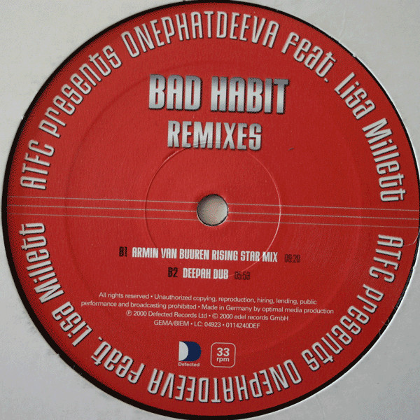 ATFC Presents OnePhatDeeva Feat. Lisa Millett - Bad Habit Remixes | Defected (0114240DEF) - 3 ATFC Presents OnePhatDeeva Feat. Lisa Millett - Bad Habit Remixes | Defected (0114240DEF) - 3