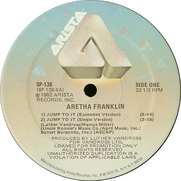 Aretha Franklin - Jump To It / Just My Daydream | Arista (SP-138) - main Aretha Franklin - Jump To It / Just My Daydream | Arista (SP-138) - main