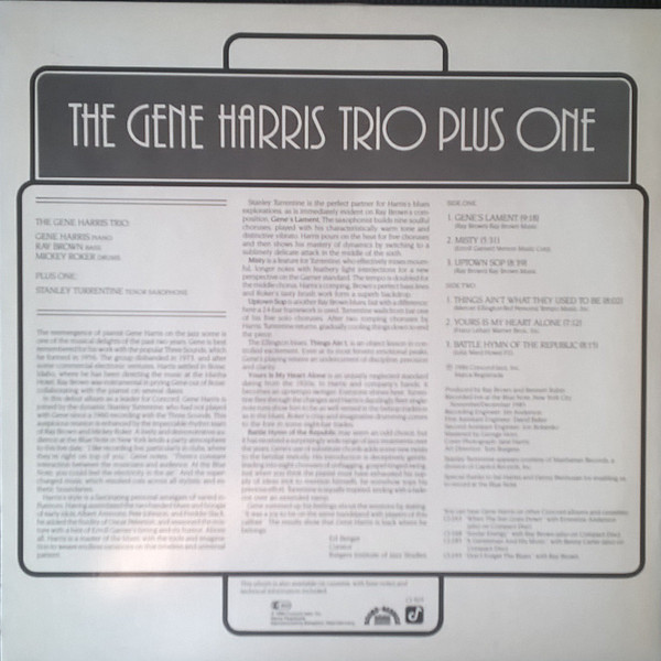 The Gene Harris Trio Plus One - The Gene Harris Trio Plus One | Concord Jazz (CJ-303) - 2