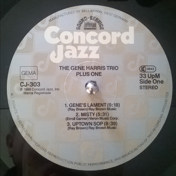 The Gene Harris Trio Plus One - The Gene Harris Trio Plus One | Concord Jazz (CJ-303) - 3