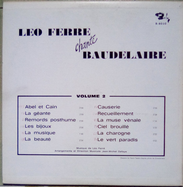Léo Ferré - Léo Ferré Chante Baudelaire Vol. 2 | Barclay (B-8030) - 2