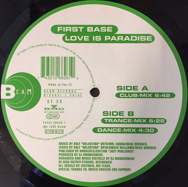 First Base - Love Is Paradise | Beam Records (74321 26626 1)