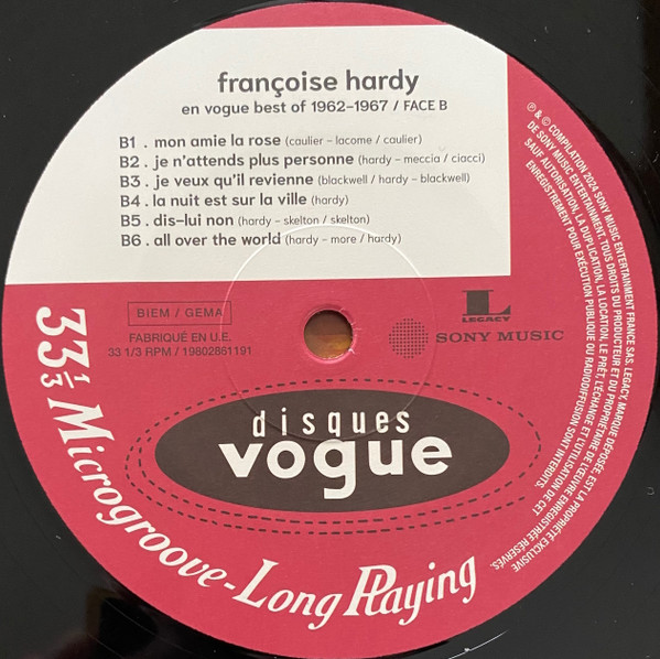 Françoise Hardy - Françoise Hardy En Vogue Best Of 1962-1967 (2LP) [Vinyl] | Disques Vogue (19802861191) - 4