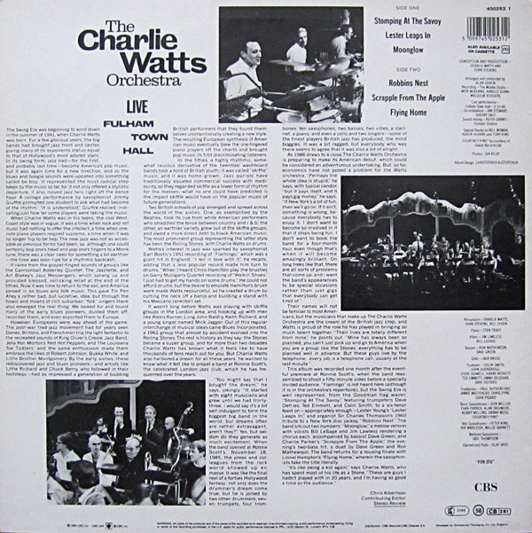 The Charlie Watts Orchestra - Live At  Fulham Town Hall | CBS (450253-1) - 2