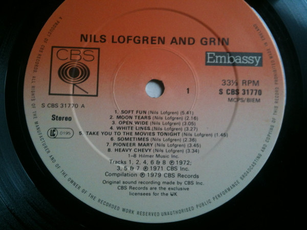 Grin - Nils Lofgren And Grin | CBS (31770) - main Grin - Nils Lofgren And Grin | CBS (31770) - main