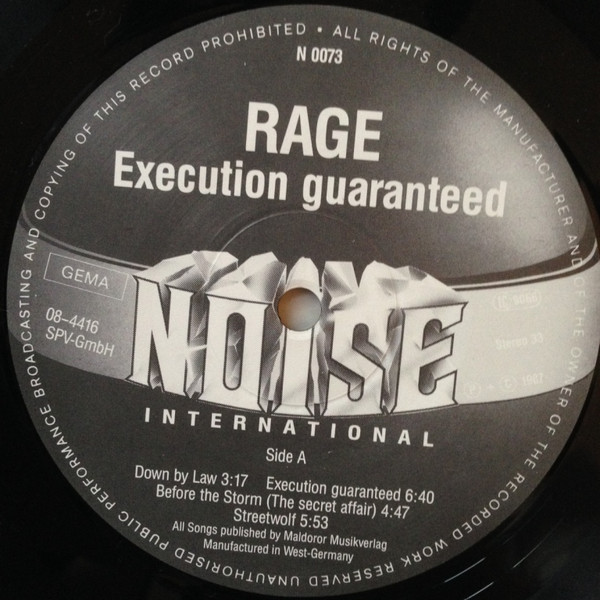 Rage - Execution Guaranteed | Noise International (N 0073) - 3