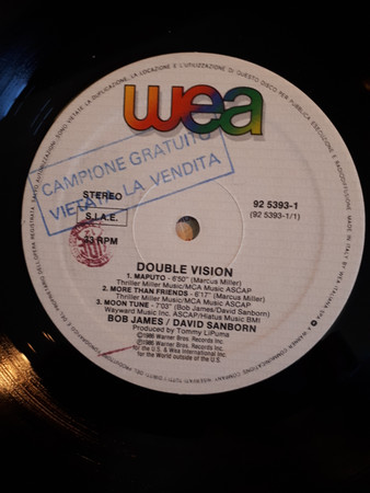Bob James / David Sanborn - Double Vision | Warner Bros. Records (92 5393-1) - 4