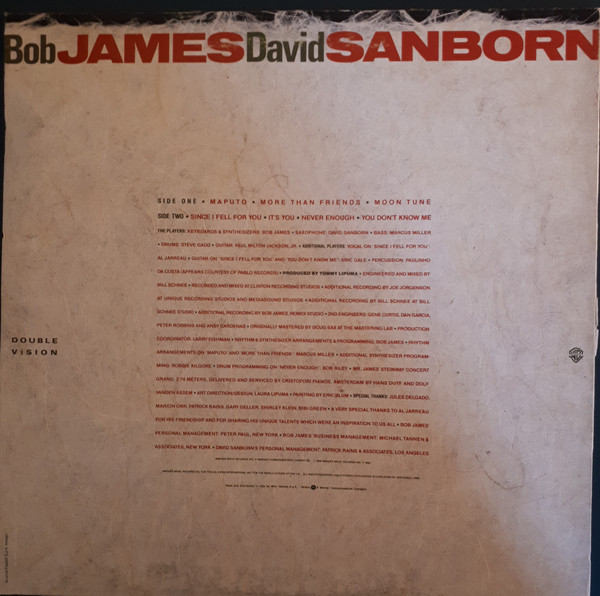 Bob James / David Sanborn - Double Vision | Warner Bros. Records (92 5393-1) - 2