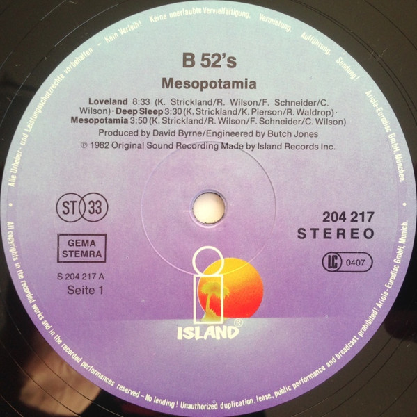 The B-52's - Mesopotamia | Island Records (204 217) - 3 The B-52's - Mesopotamia | Island Records (204 217) - 3
