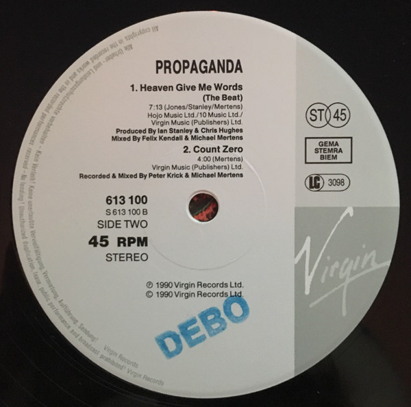 Propaganda - Heaven Give Me Words | Virgin (613 100-213) - 3