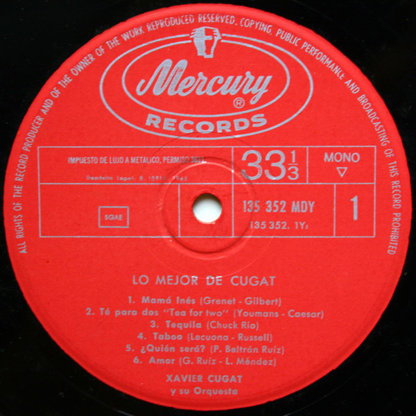 Xavier Cugat And His Orchestra - Lo Mejor De Cugat | Mercury (135 352 MDY) - 3 Xavier Cugat And His Orchestra - Lo Mejor De Cugat | Mercury (135 352 MDY) - 3