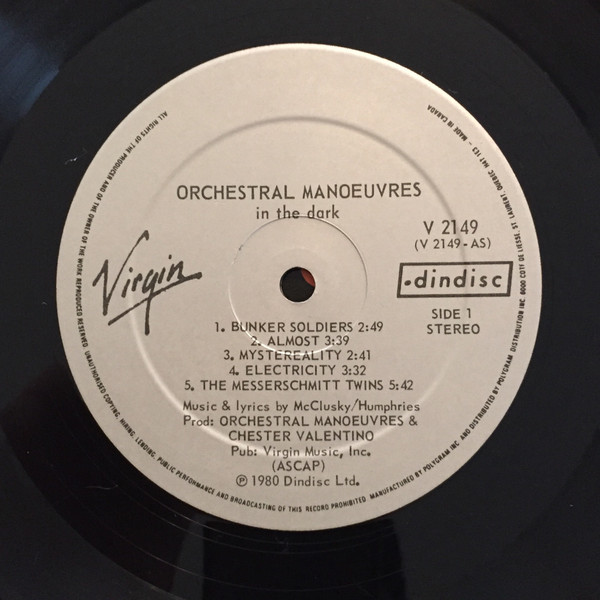 Orchestral Manoeuvres In The Dark - Orchestral Manoeuvres In The Dark [Vinyl] | Dindisc (V2149) - 3