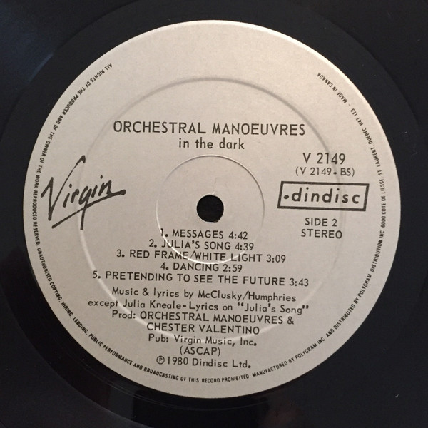 Orchestral Manoeuvres In The Dark - Orchestral Manoeuvres In The Dark [Vinyl] | Dindisc (V2149) - 4