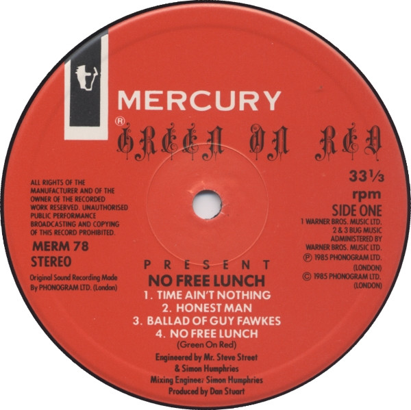 Green On Red - No Free Lunch | Mercury (MERM 78) - 3 Green On Red - No Free Lunch | Mercury (MERM 78) - 3